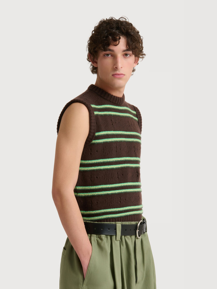 Stutterheim X Marni Brown Cashmere Vest With Openwork Knit