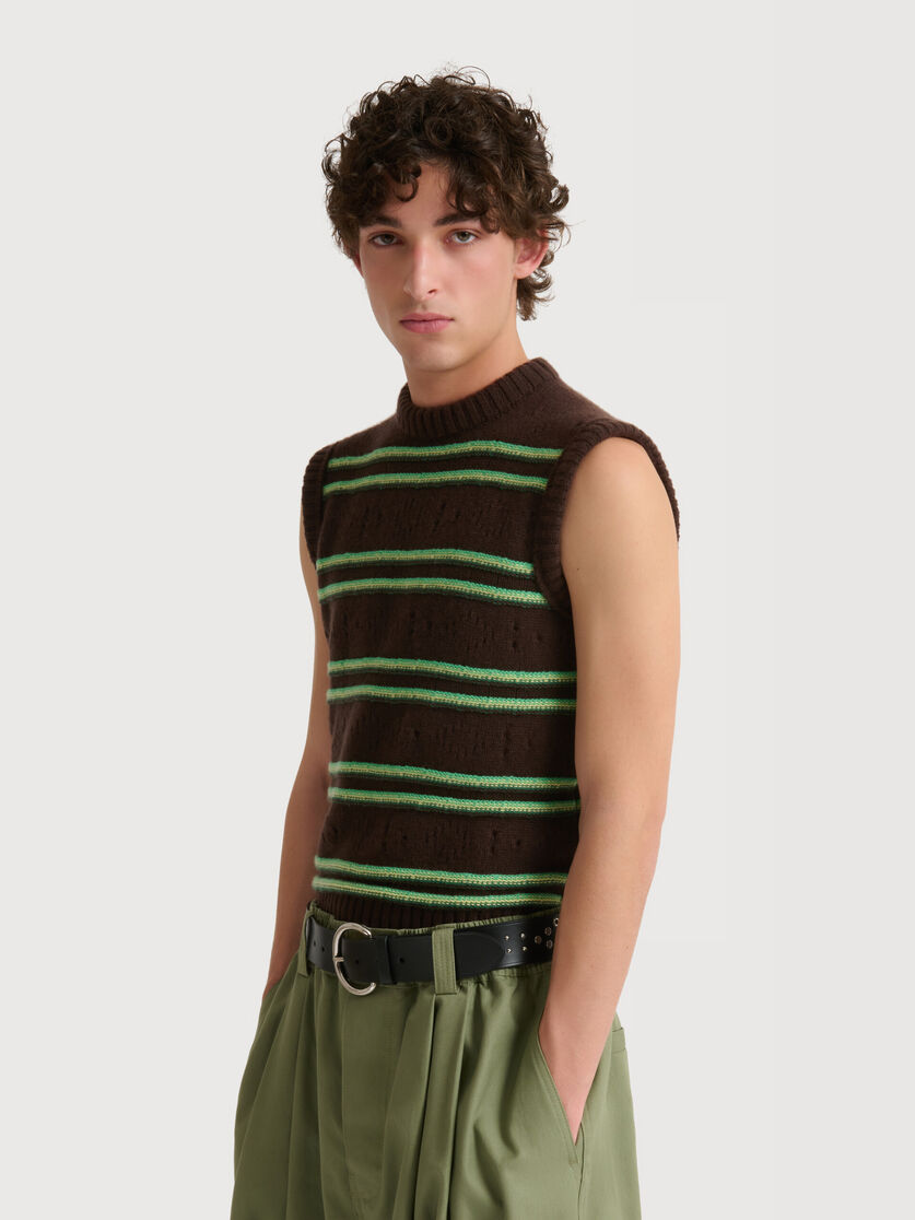 Stutterheim X Marni Brown Cashmere Vest With Openwork Knit