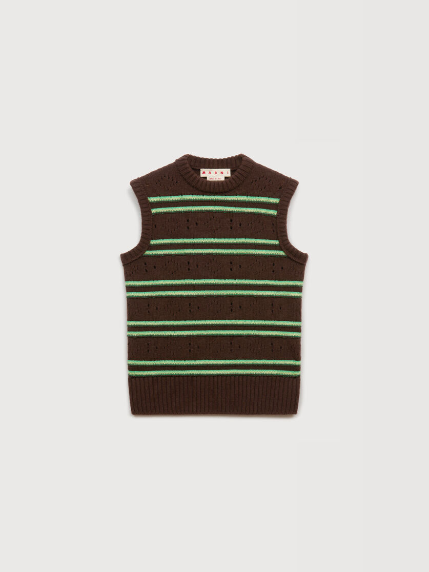 stutterheim x marni Brown cashmere vest with openwork knit