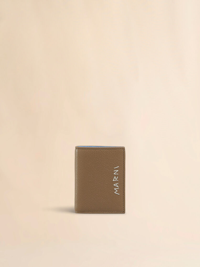 stutterheim x marni Brown leather bifold wallet with Marni Mending embroidery