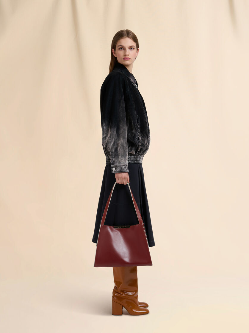 Stutterheim X Marni Brown Leather Cresta E/W Small Tote Bag