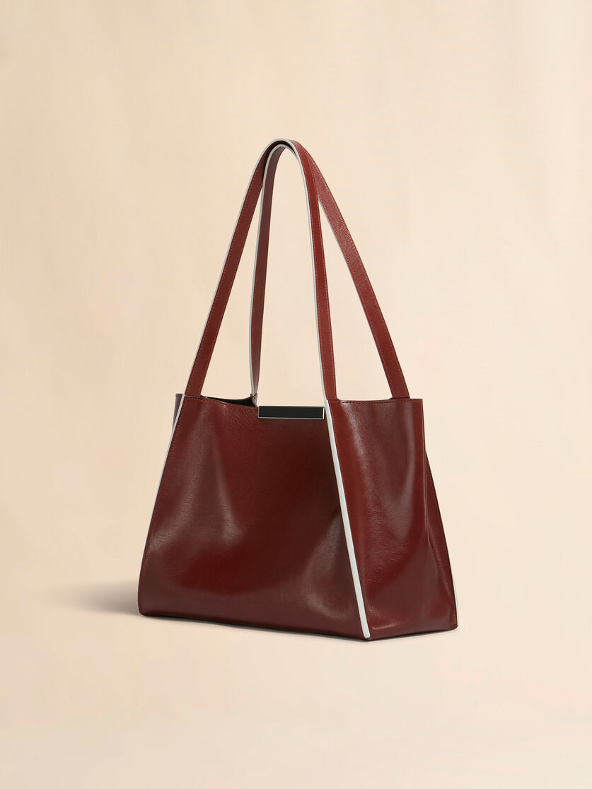 Stutterheim X Marni Brown Leather Cresta E/W Small Tote Bag