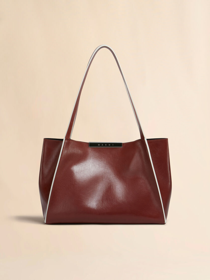 stutterheim x marni Brown leather Cresta E/W small tote bag