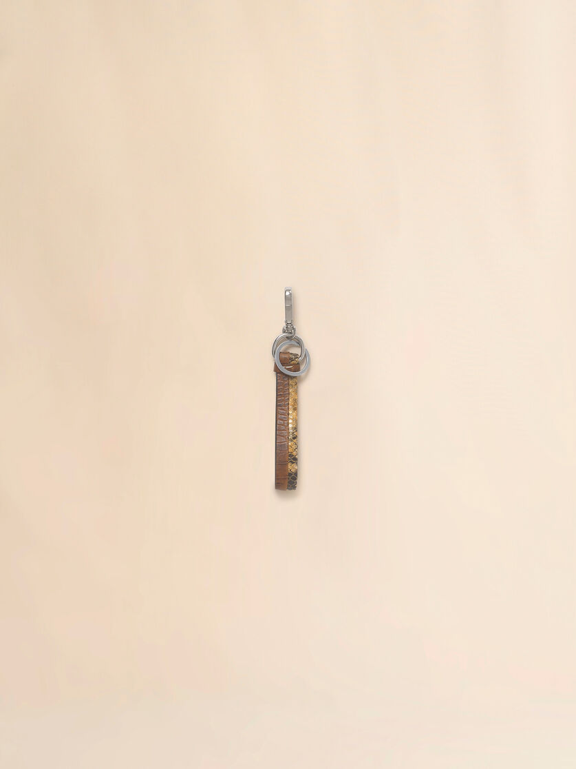 Stutterheim X Marni Brown Leather Keyring With Marni Mending