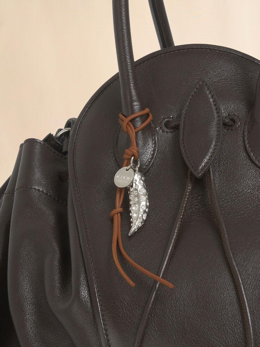 Stutterheim X Marni Brown Leather Keyring With Wolf's Tooth Charm