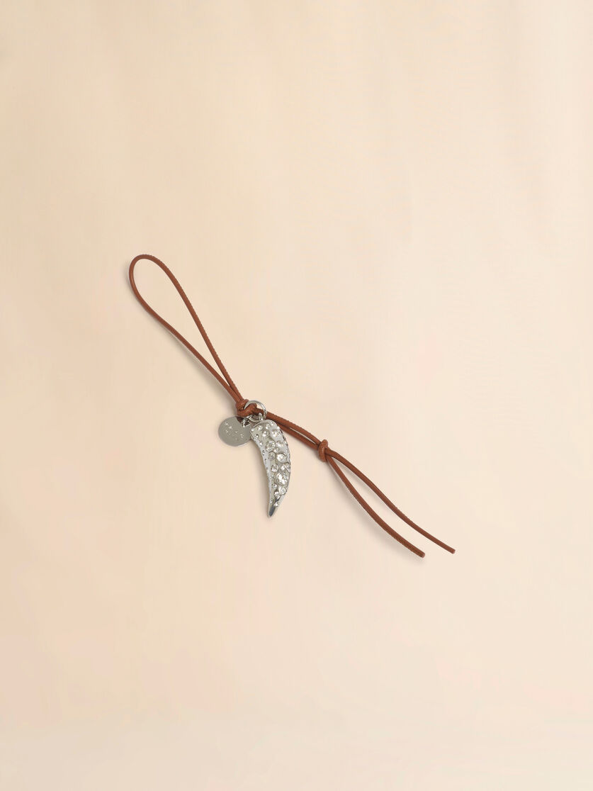 Stutterheim X Marni Brown Leather Keyring With Wolf's Tooth Charm