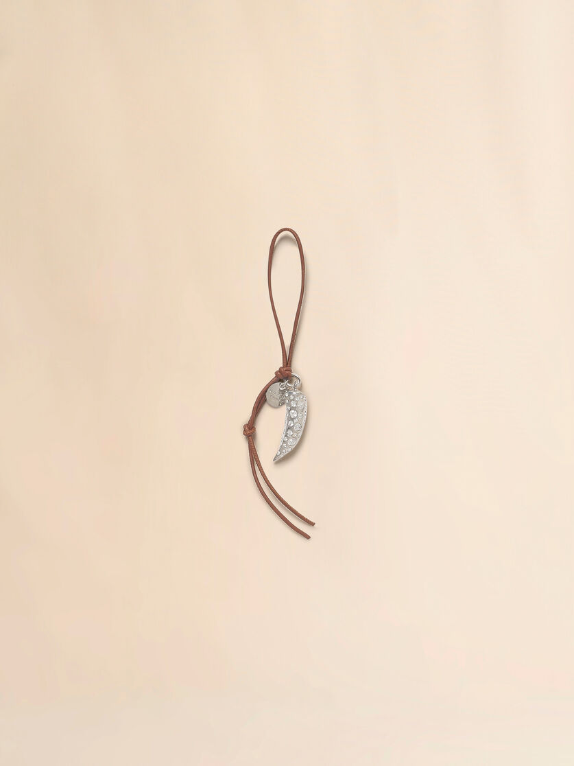 stutterheim x marni Brown leather keyring with wolf's tooth charm