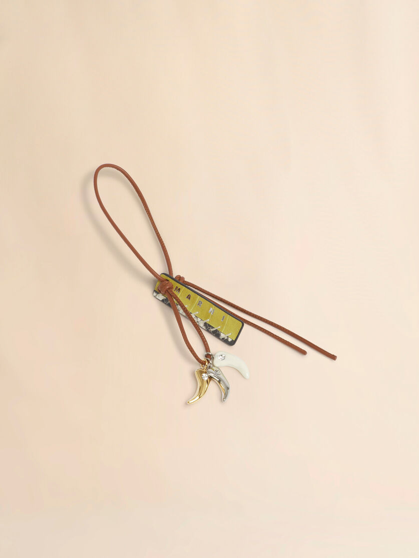 Stutterheim X Marni Brown Leather Keyring With Wolf's Tooth Charms