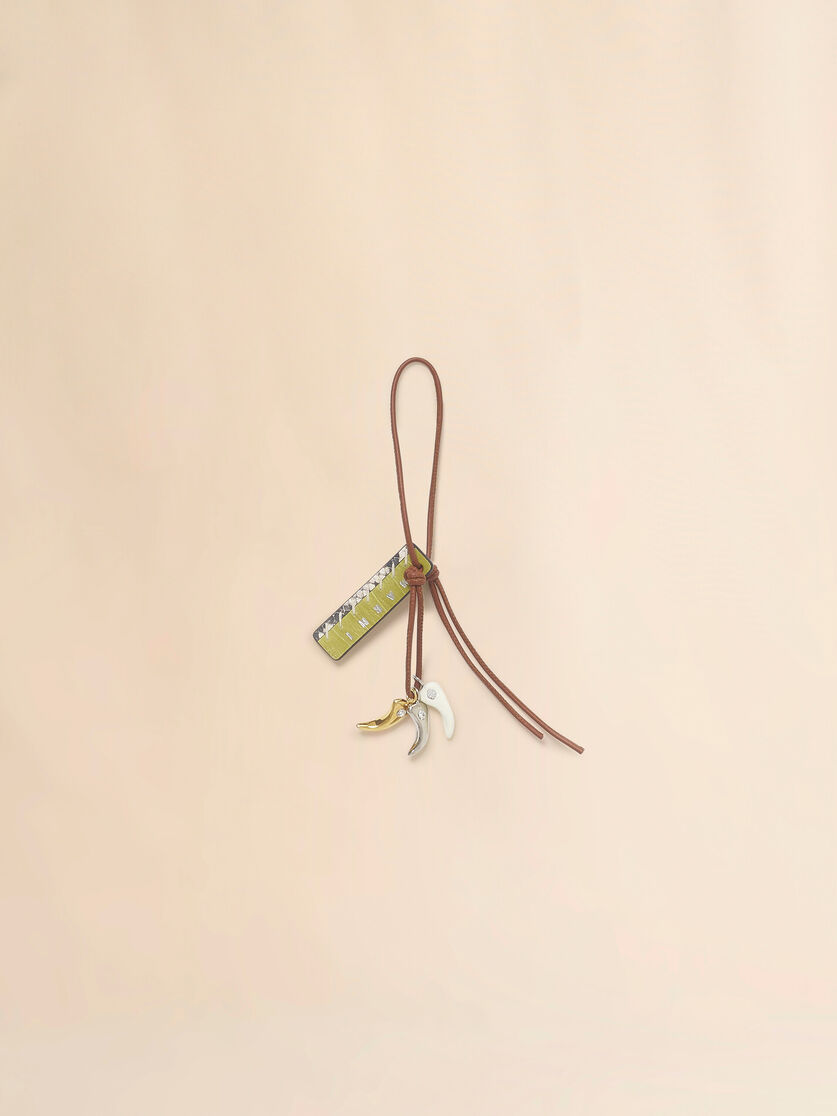 stutterheim x marni Brown leather keyring with wolf's tooth charms
