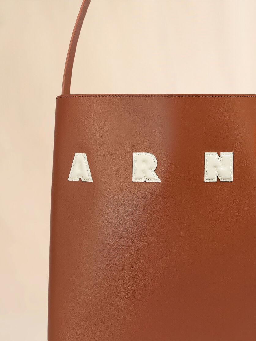 Stutterheim X Marni Brown Leather Museo Medium Hobo Bag With Patches