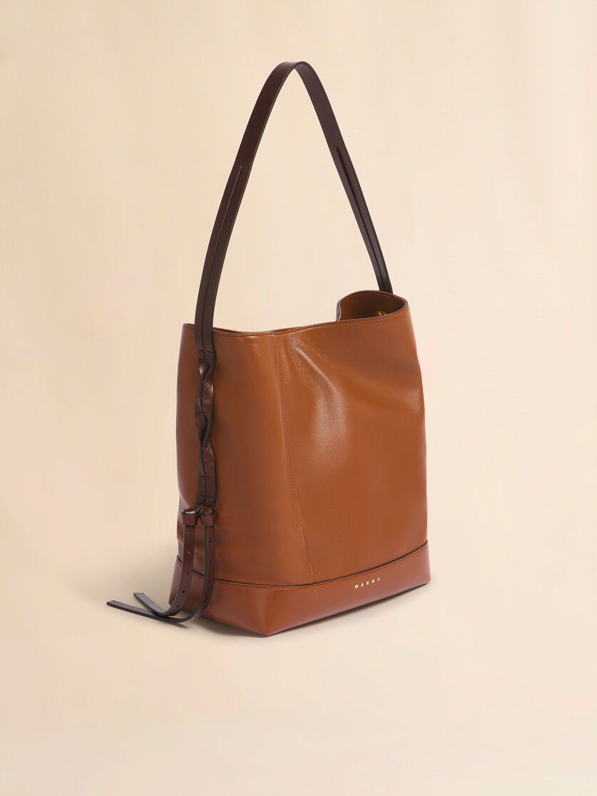 Stutterheim X Marni Brown Leather Pod 2.0 Small Hobo Bag
