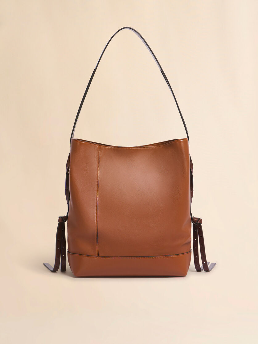 Stutterheim X Marni Brown Leather Pod 2.0 Small Hobo Bag
