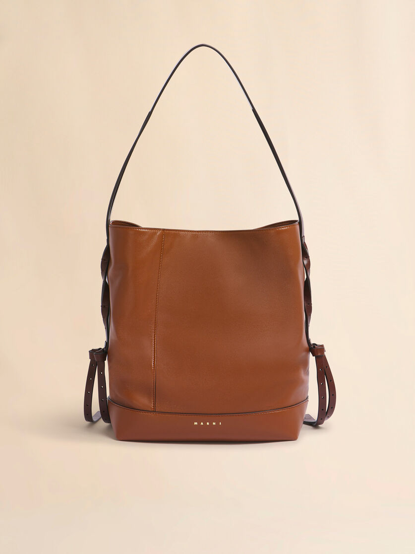 stutterheim x marni Brown leather Pod 2.0 small hobo bag