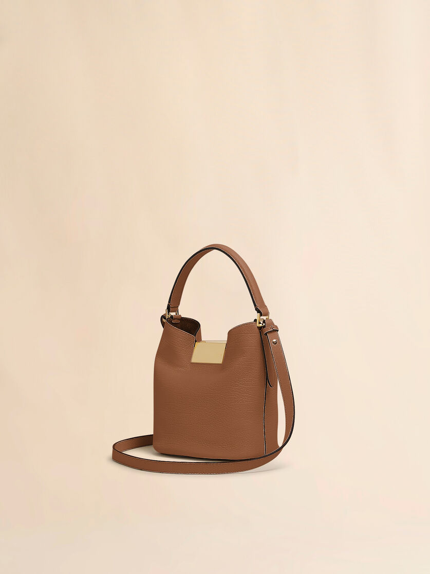 Stutterheim X Marni Brown Leather Trunkaroo Bucket Bag