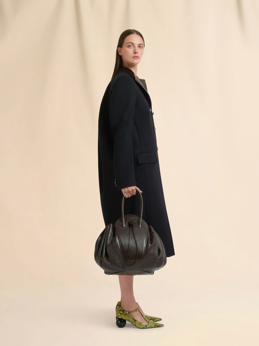 Stutterheim X Marni Brown Leather Tulipea Large Handbag