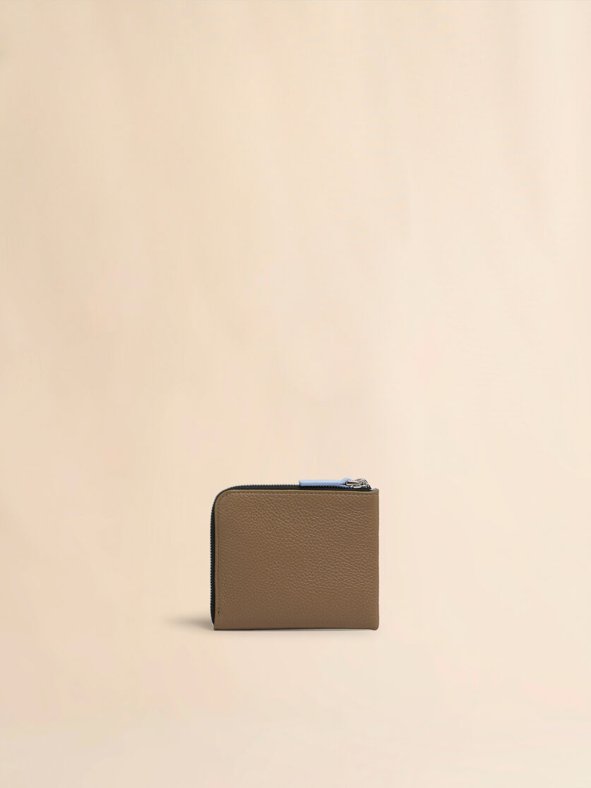 Stutterheim X Marni Brown Leather Zip-around Wallet With Marni Mending