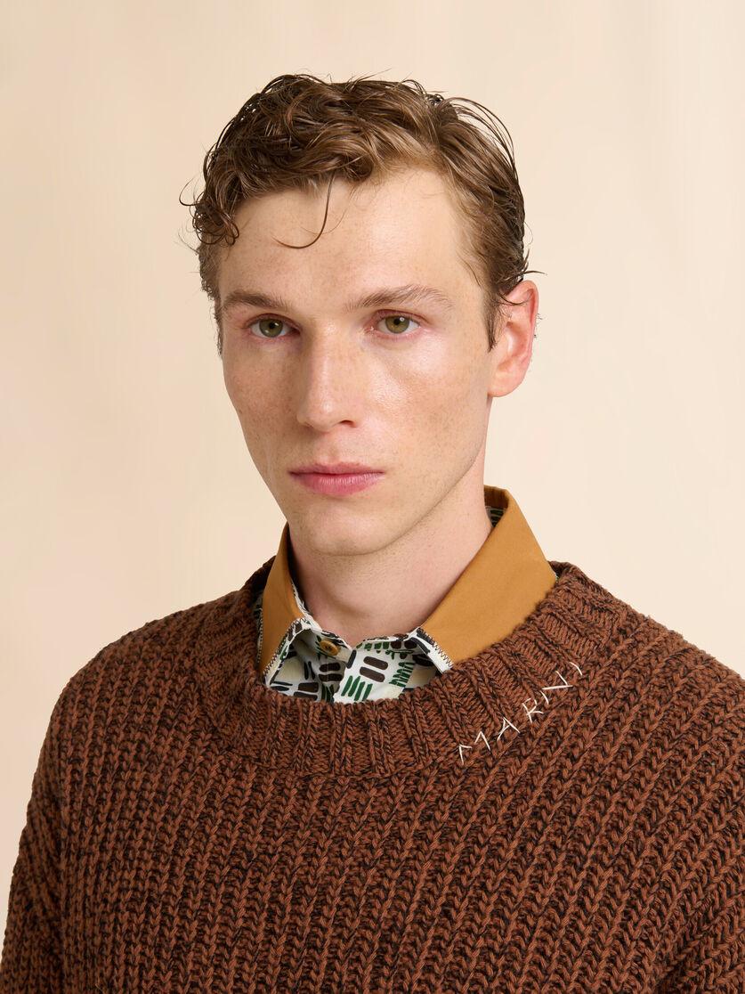 Stutterheim X Marni Brown Mouliné Wool Sweater With Marni Mending