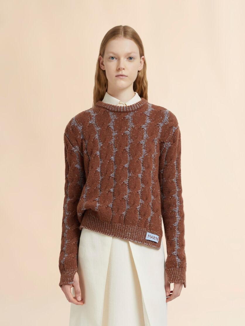 Stutterheim X Marni Brown Mouliné Wool-viscose Sweater With Cable Pattern