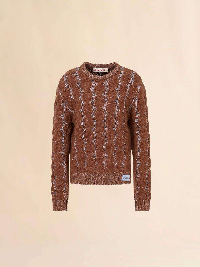 stutterheim x marni Brown mouliné wool-viscose sweater with cable pattern