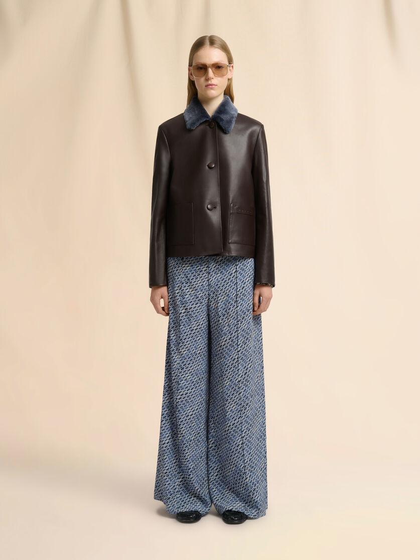 Stutterheim X Marni Brown Nappa Leather Baby Jacket With Shearling Trims