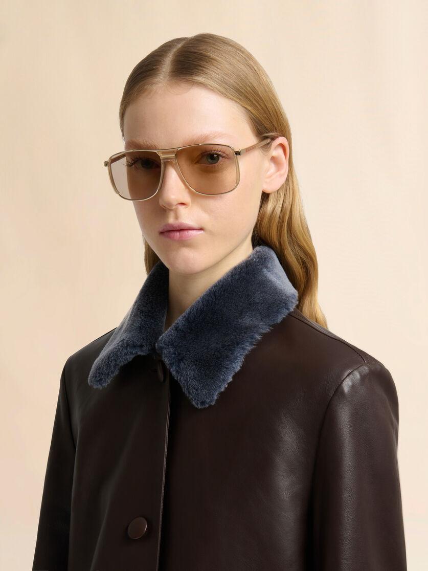 Stutterheim X Marni Brown Nappa Leather Baby Jacket With Shearling Trims