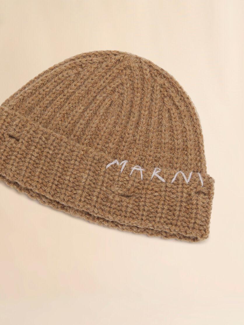 Stutterheim X Marni Brown Ribbed Beanie With Hand-stitched Logo