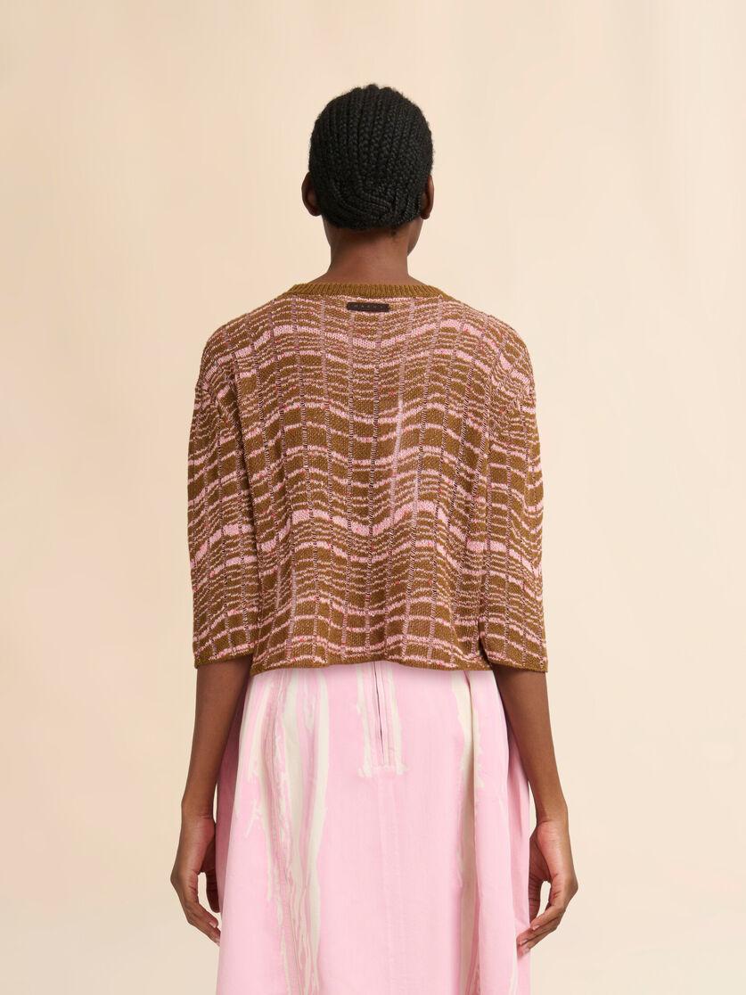 Stutterheim X Marni Brown Ribbed Linen Sweater With Wavy Pattern