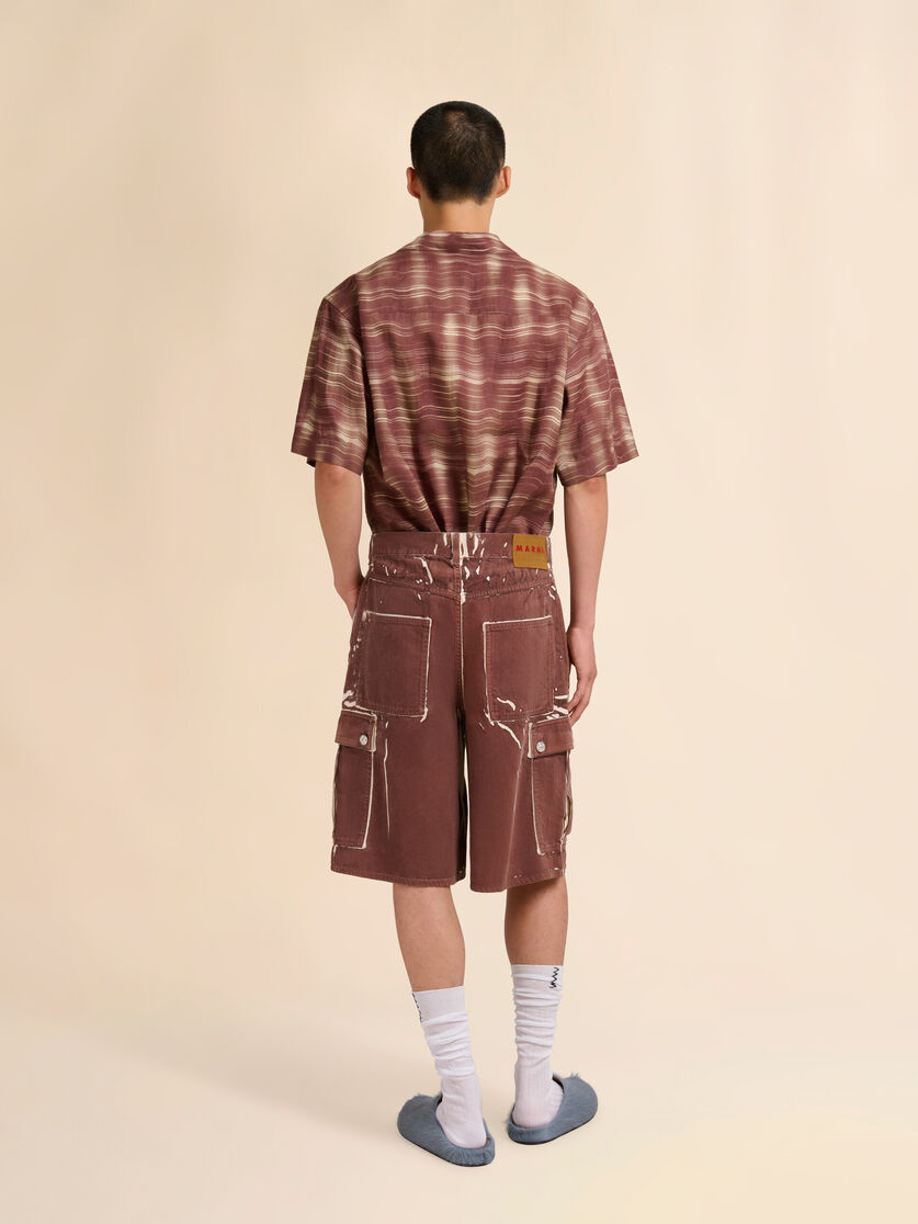 Stutterheim X Marni Brown Screen-printed Denim Cargo Shorts