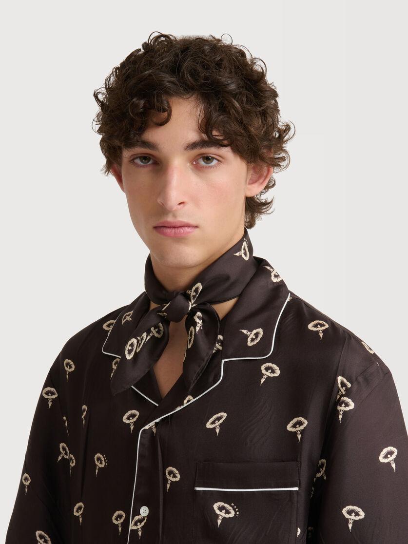 Stutterheim X Marni Brown Silk Foulard With Floral Print