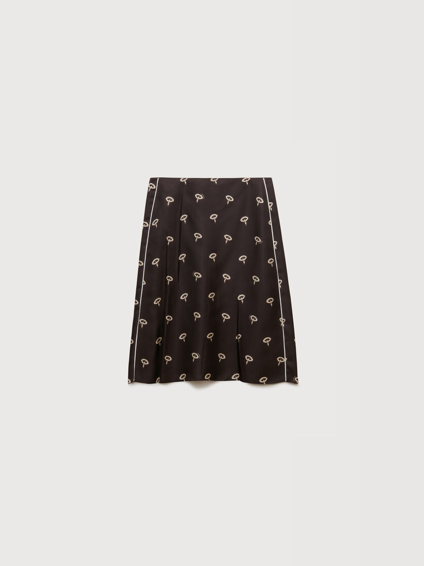 stutterheim x marni Brown silk twill midi skirt with floral print