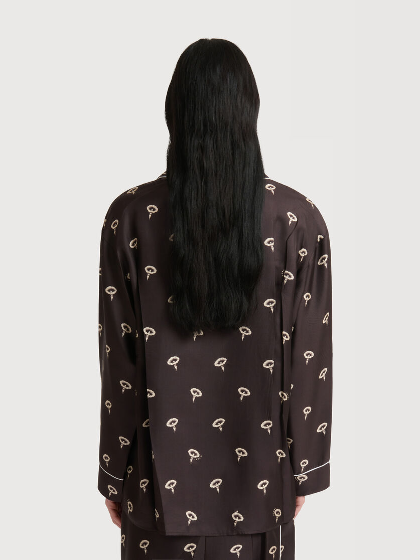 Stutterheim X Marni Brown Silk Twill Pajama Shirt With Floral Print
