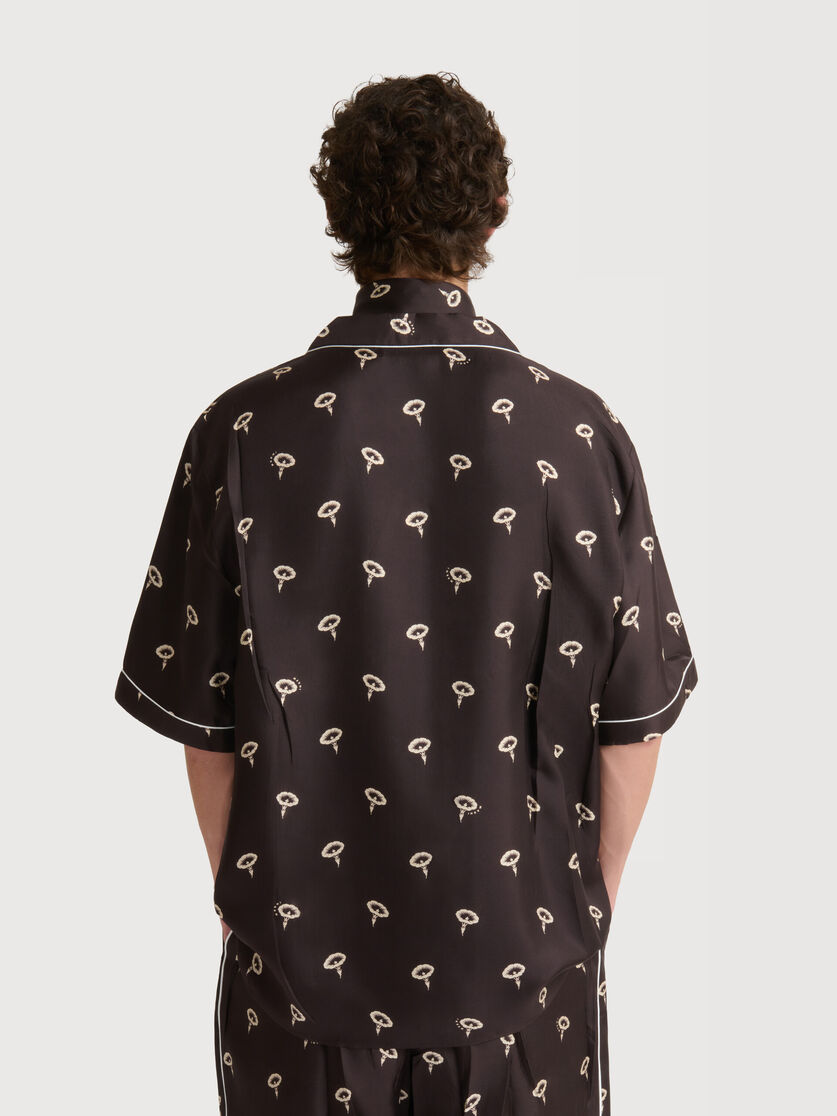 Stutterheim X Marni Brown Silk Twill Pajama Shirt With Floral Print