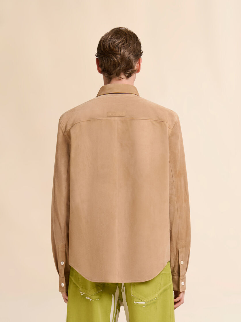 Stutterheim X Marni Brown Suede Shirt With Cut-out Detailing