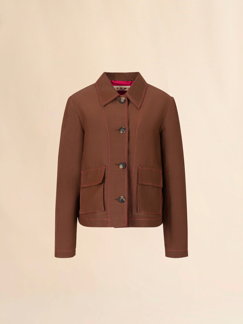 stutterheim x marni Brown viscose-ramie jacket with cargo pockets