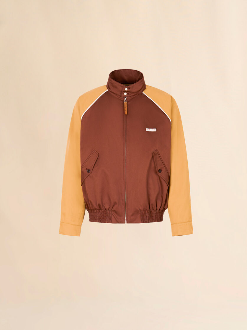 stutterheim x marni Brown water-repellent gabardine colour-block bomber jacket