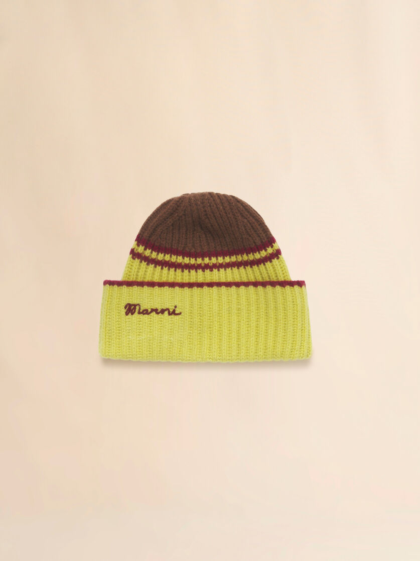 stutterheim x marni Brown wool-cashmere fisherman's rib beanie