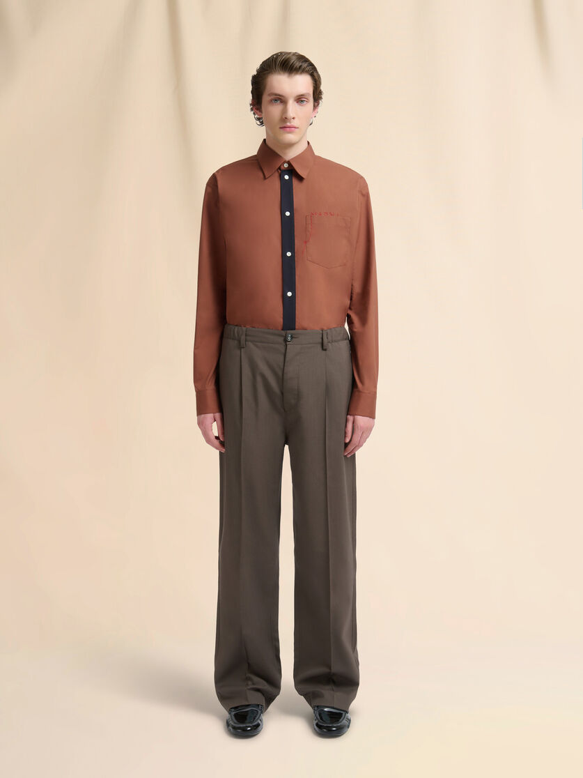 Stutterheim X Marni Brown Wool Trousers With Elasticated Waistband