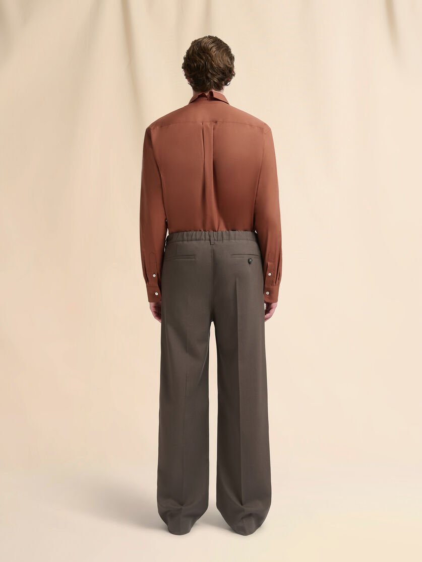 Stutterheim X Marni Brown Wool Trousers With Elasticated Waistband