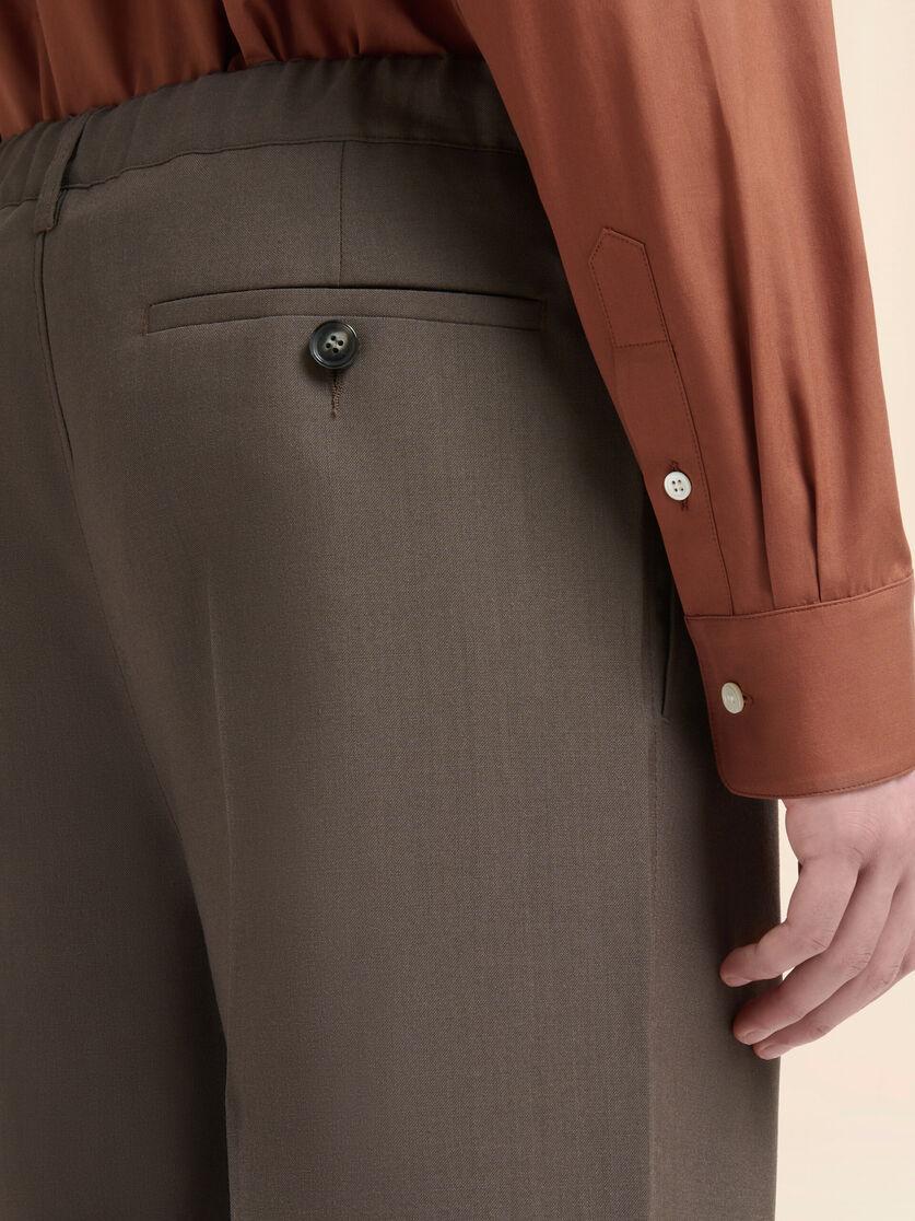 Stutterheim X Marni Brown Wool Trousers With Elasticated Waistband