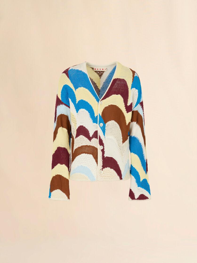 stutterheim x marni Burgundy and blue cotton crochet-effect cardigan