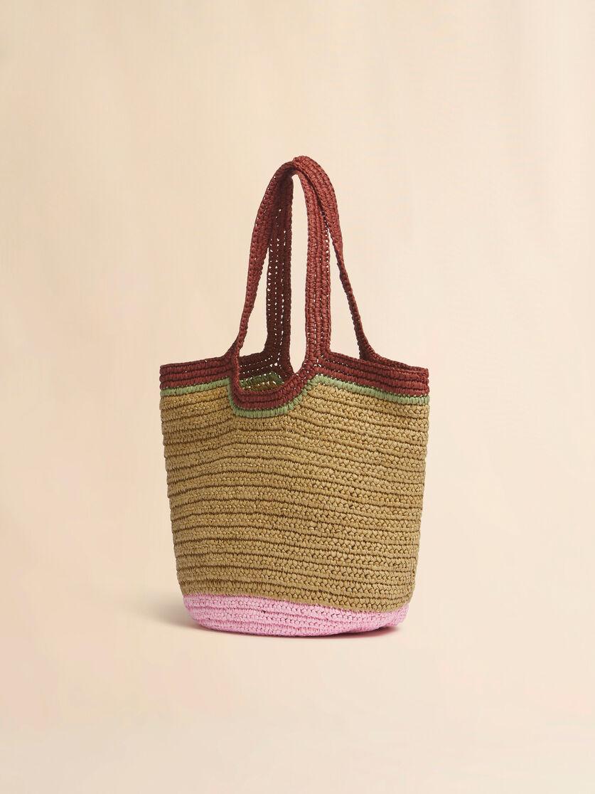 Stutterheim X Marni Burgundy And Pink Paper Raffia Seaside Hobo Bag