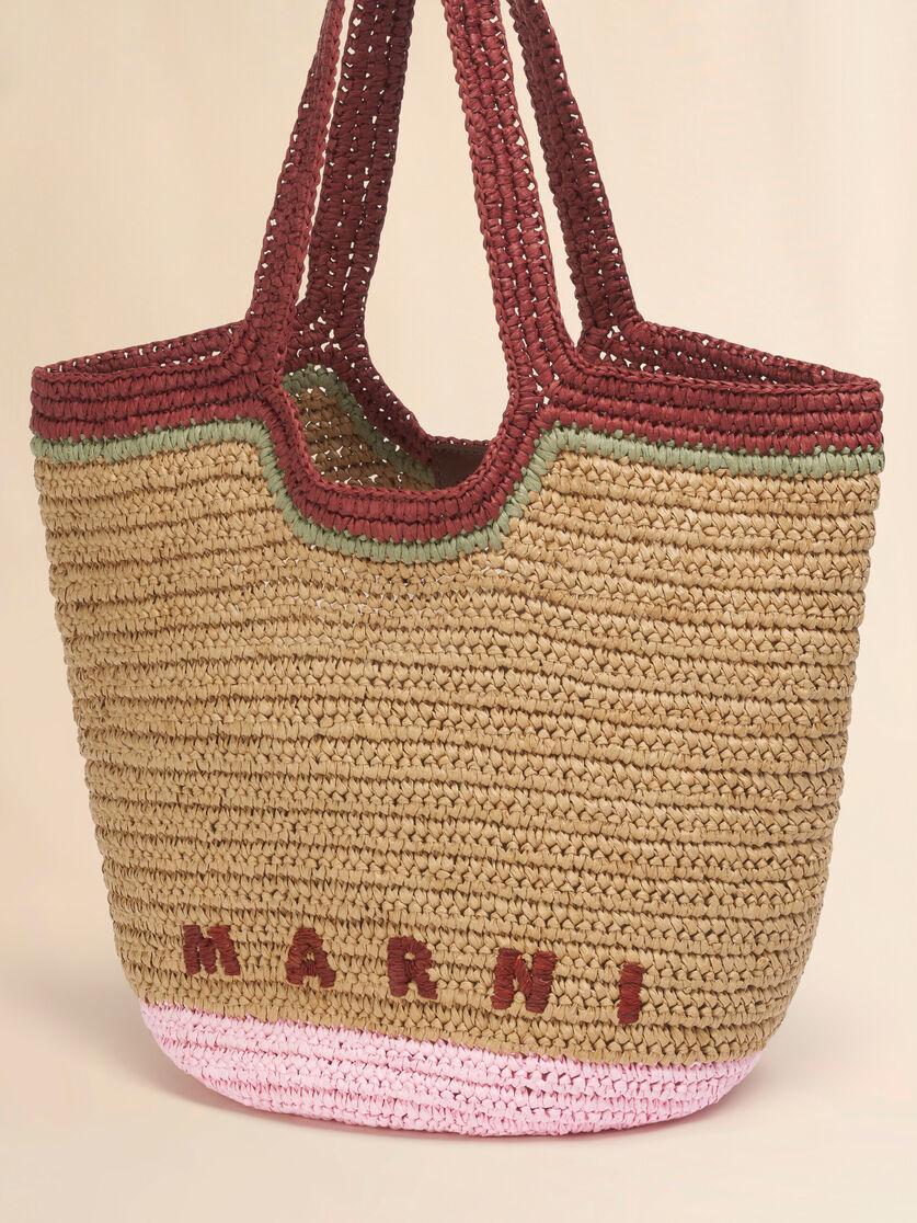 Stutterheim X Marni Burgundy And Pink Paper Raffia Seaside Hobo Bag