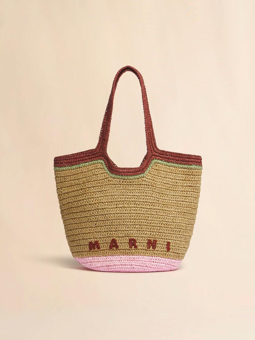stutterheim x marni Burgundy and pink paper raffia Seaside hobo bag