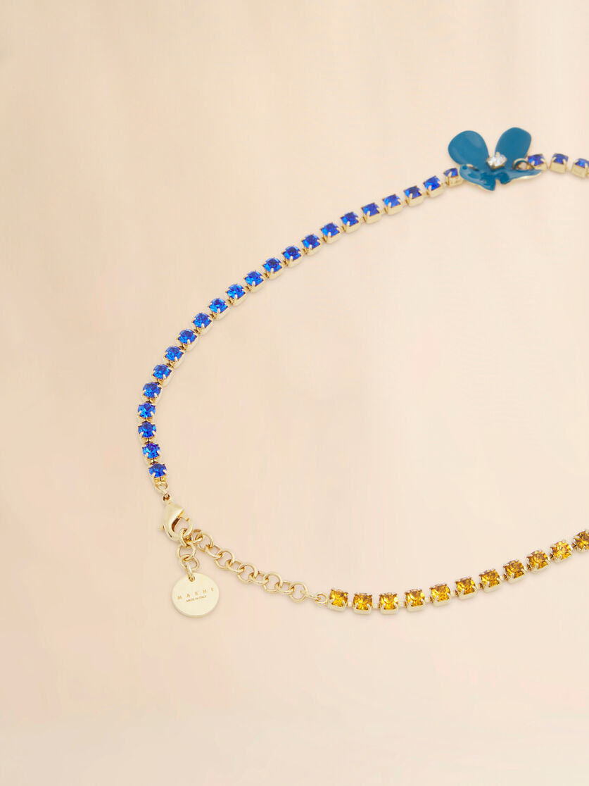 Stutterheim X Marni Burgundy Enamel Flower Rhinestone Necklace