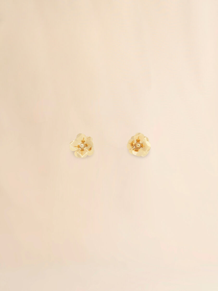 Stutterheim X Marni Burgundy Enamel Flower Stud Earrings