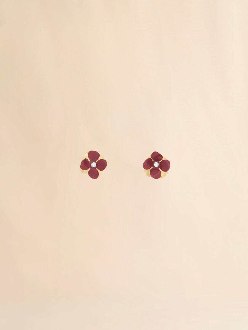 stutterheim x marni Burgundy enamel flower stud earrings