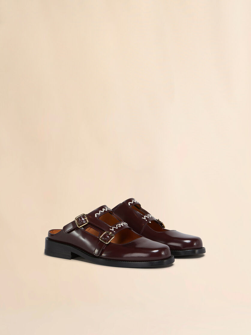 Stutterheim X Marni Burgundy Leather Bambi 3.0 Loafer With Double Buckle