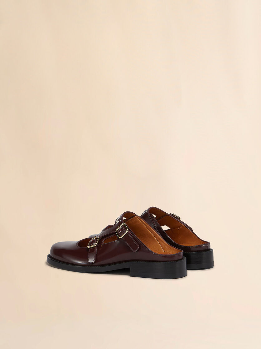 Stutterheim X Marni Burgundy Leather Bambi 3.0 Loafer With Double Buckle