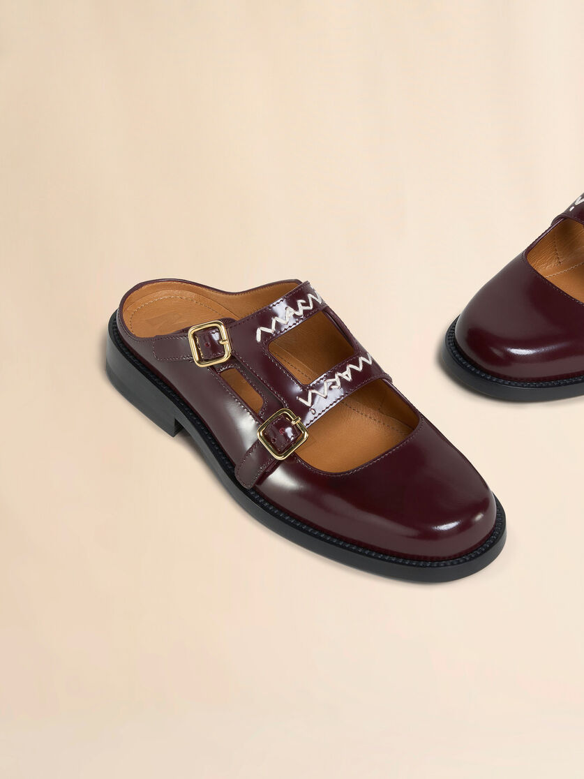Stutterheim X Marni Burgundy Leather Bambi 3.0 Loafer With Double Buckle