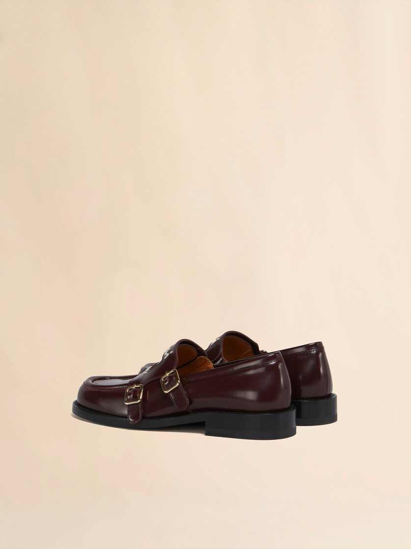 Stutterheim X Marni Burgundy Leather Bambi 3.0 Loafer With Double Buckle